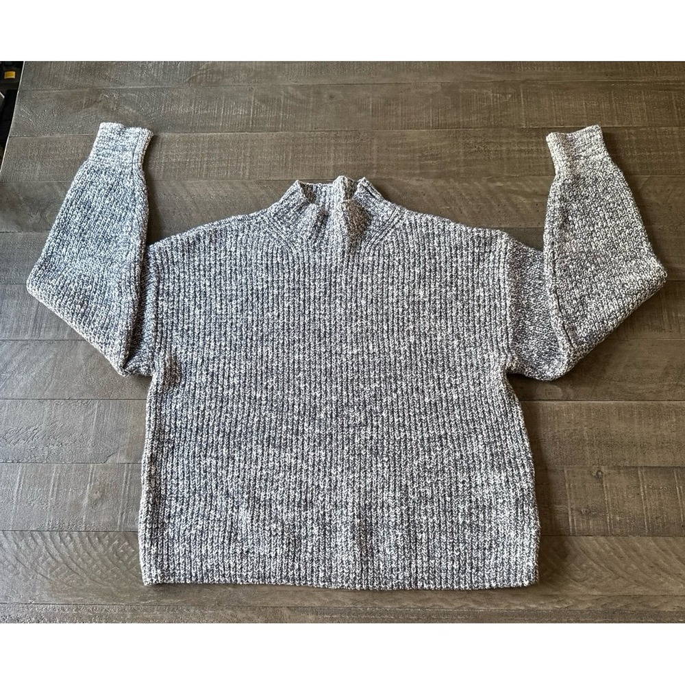 Old Navy Women's Blue White Mock Neck Ribbed Knit Sweater Size Small